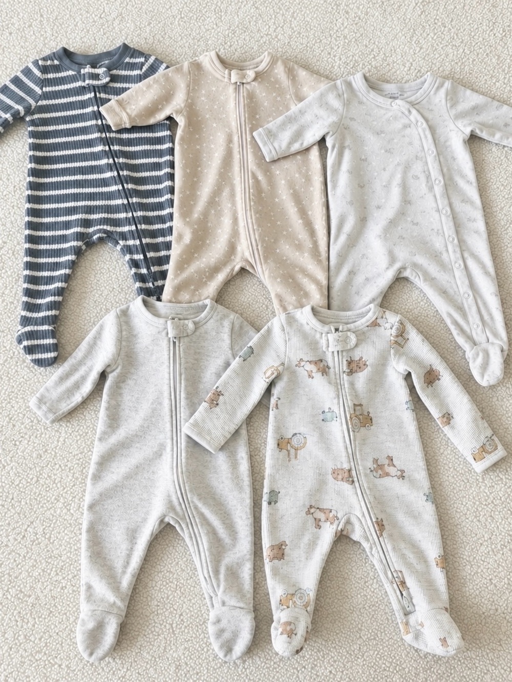 Baby Footed Sleep & Play Rompers (Set of 5)